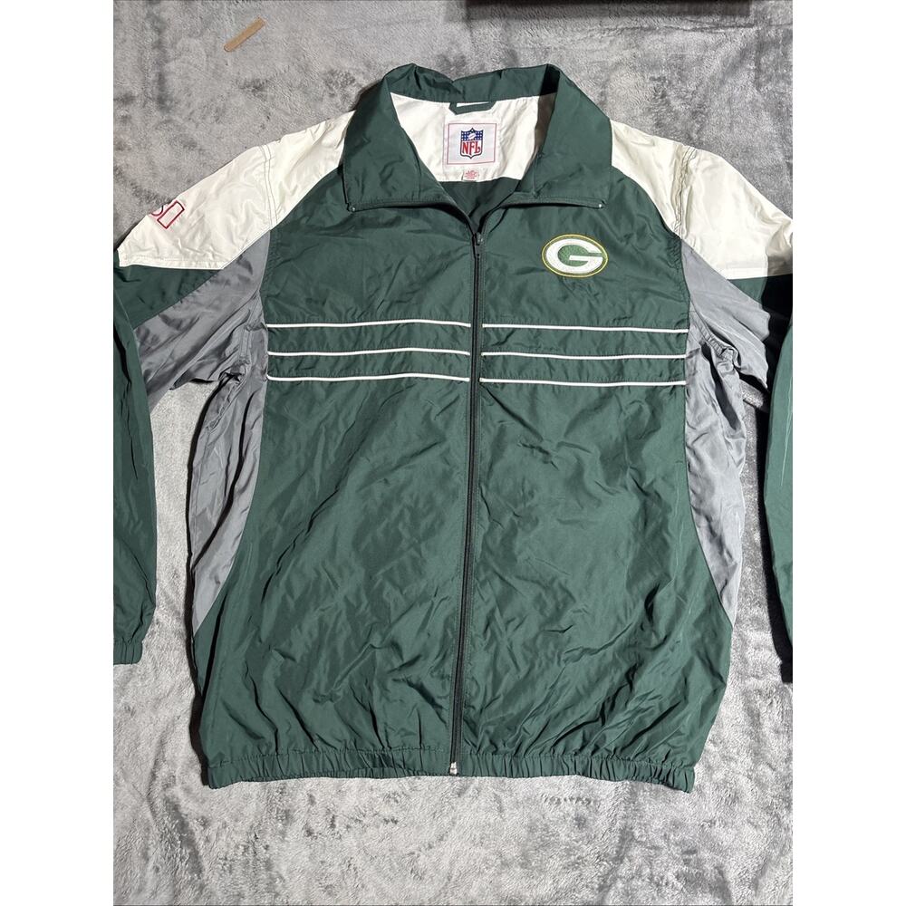 Reebok Green Bay Packers SI Full Zip Windbreaker Jacket NFL Vintage Y2K Mens L